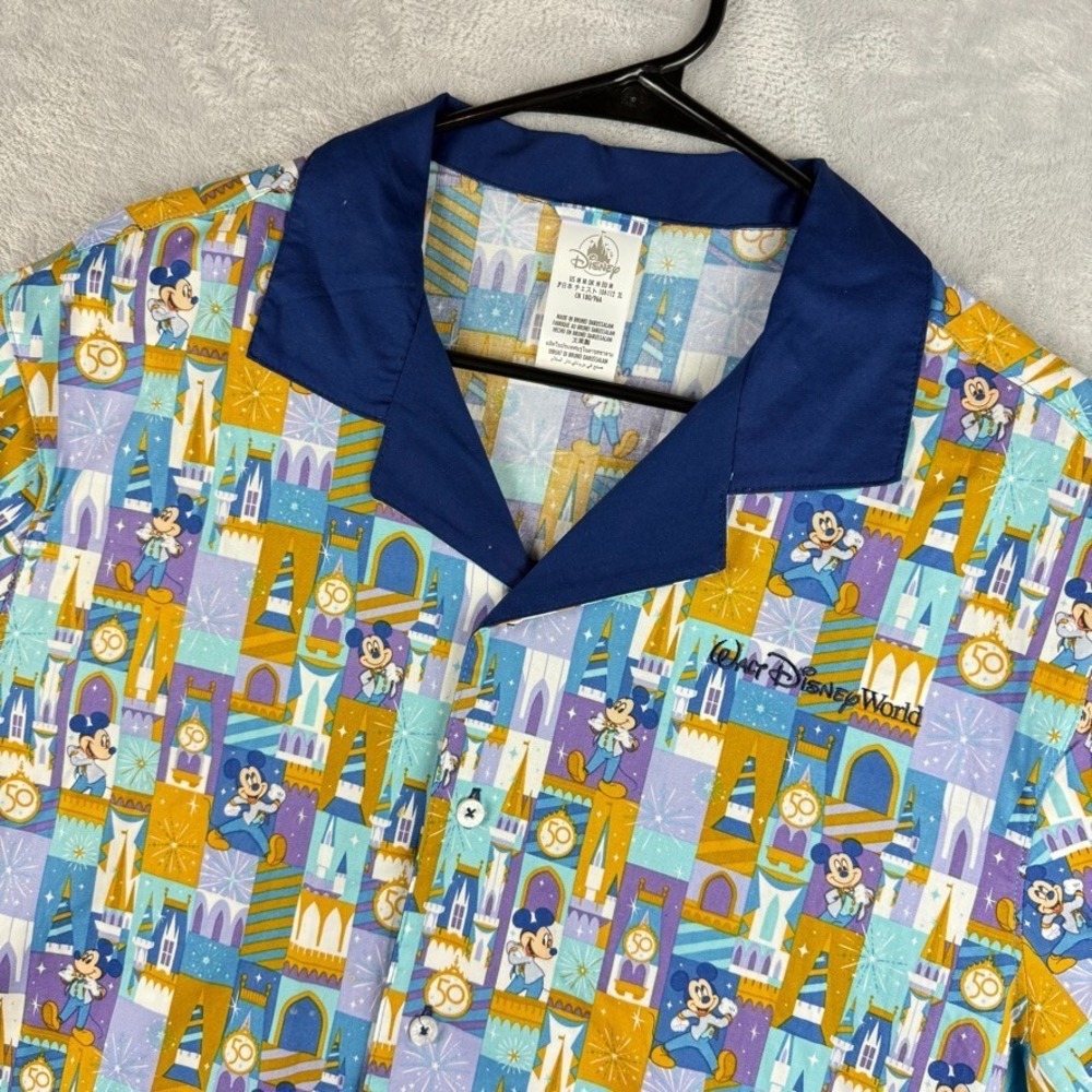 Walt Disney World Shirt Mens Medium 50th Anniversary All Over Print Mickey Mouse
